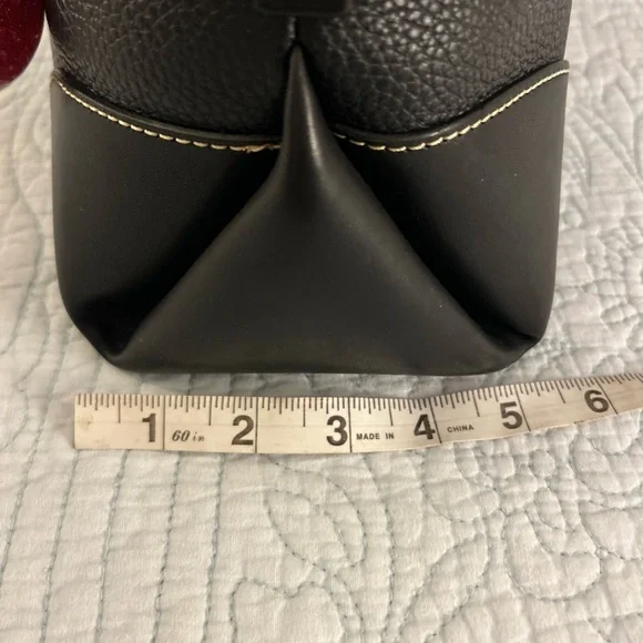 Dooney & Bourke Florentine & Pebbled Leather Satchel 30 Black Satchel w/ 🍓 Charm - Picture 15 of 16